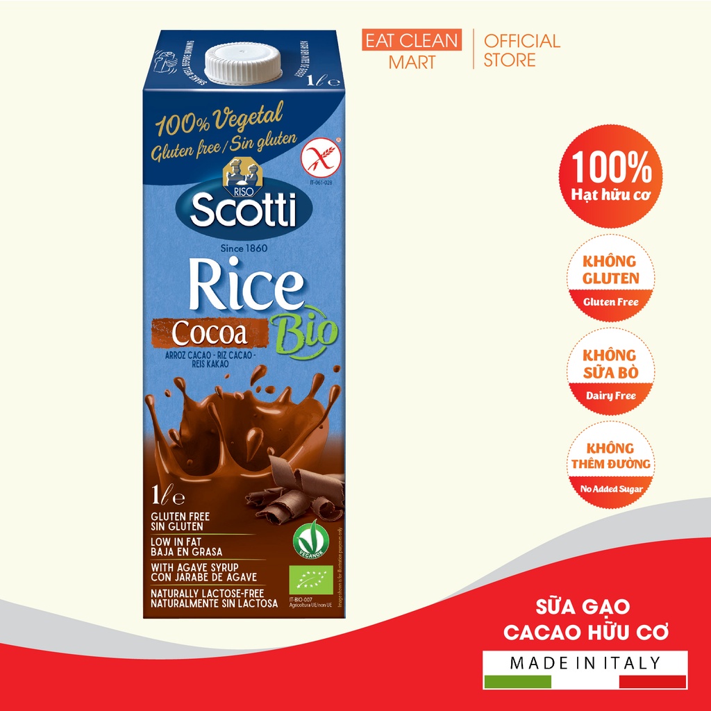 Sữa gạo cacao hữu cơ riso scotti - organic rice cocoa drink - 1l - ảnh sản phẩm 1