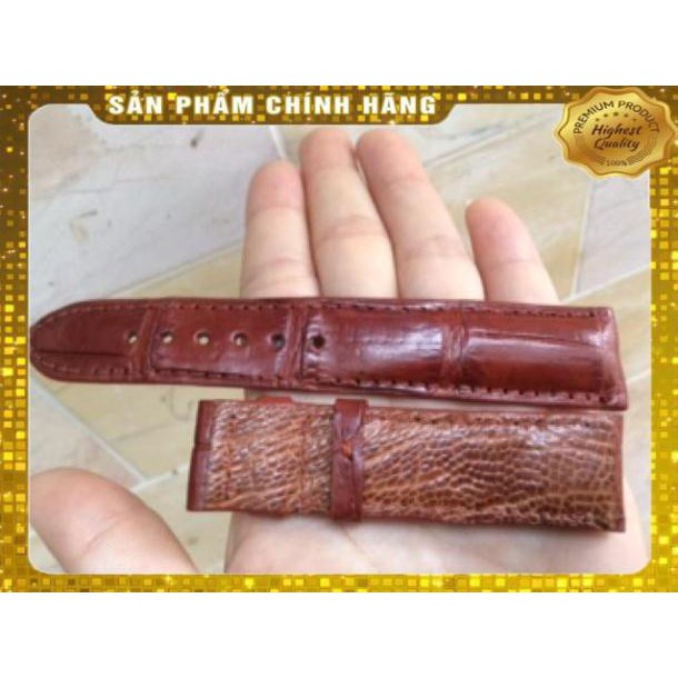 Thẻ BH 12 Tháng -  Dây Đồng Hồ 2 Mặt Da Cá Sấu màu nâu đỏ size 18-20-22-24 . Hàng Cao Cấp, xịn, Rẻ, Đẹp