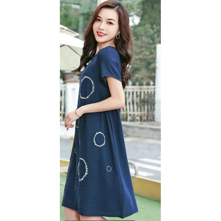 Váy Đầm Suông - Hàng Quảng Châu - Form Chữ A - Vải Đũi (XL, 5XL).