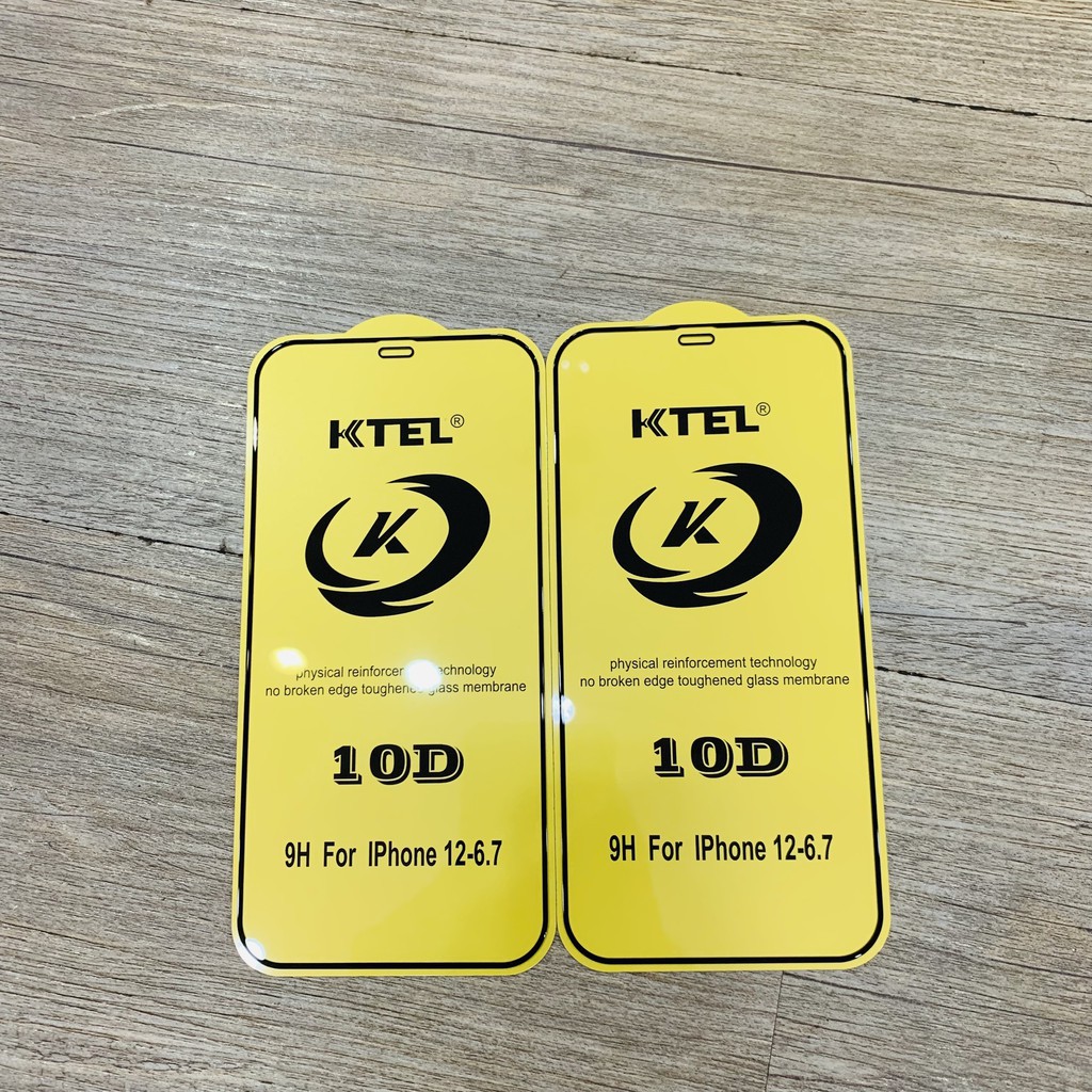 [SIÊURẺ] Kính Cường Lực 10D K-TEL Full Bóng iPhone 7P/8P/X/XS/XSMAX/12/12PROMAX Chống Bụi Cảm Biến Chống Mẻ Cạnh