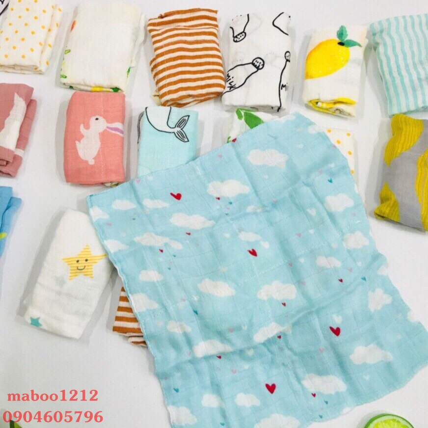 Set 3 khăn sữa sợi tre Muslin Tree xuất Nhật