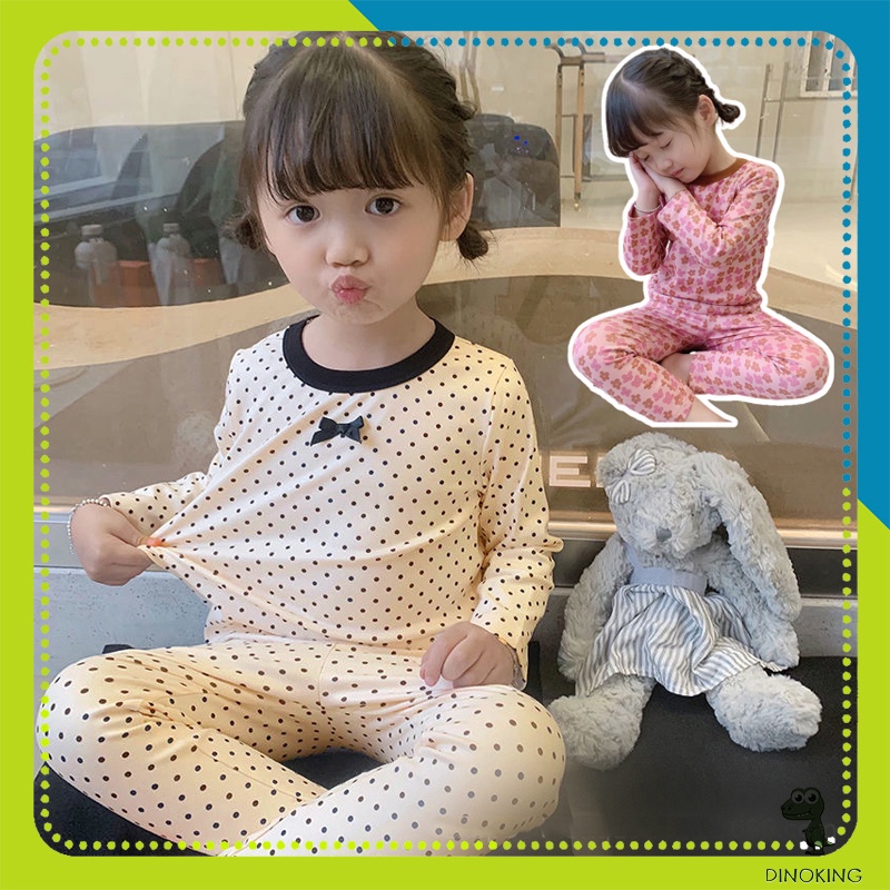 Bộ dài tay bé gái DINOKING Đồ bộ thu đông cho bé gái chất cotton tăm mềm mịn thoáng mát phù hợp trẻ em 2- 8 tuổi DB14