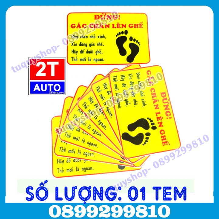 Logo sticker tem dán nhắc nhở cấm gác chân, yêu cầu không được gác chân khi ngồi trên xe, SKU:gacchan