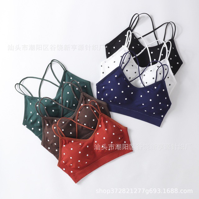 Áo Lót Nữ💖FreeShip💖 Áo bra dây chéo chấm bi Co Dãn 4 Cao Cấp - M1616