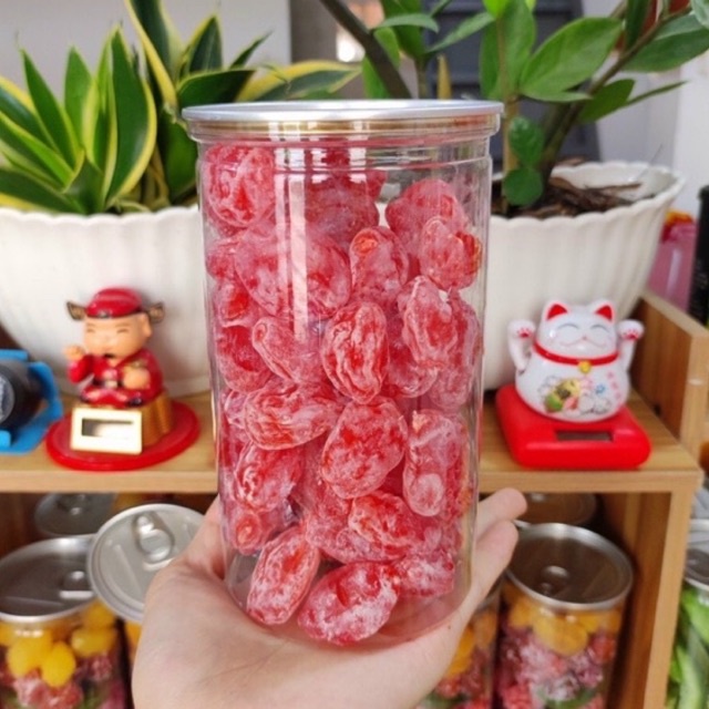 Hộp 500gr ô mai xí muộn đào hồng loại 1 dẻo chua ngọt Đà Lạt