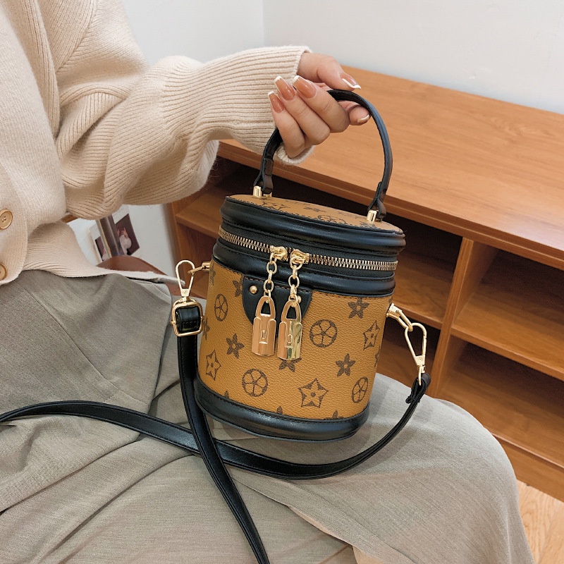 Túi đeo chéo iELGY hình trụ in họa tiết hoa cổ điển dành cho nữ