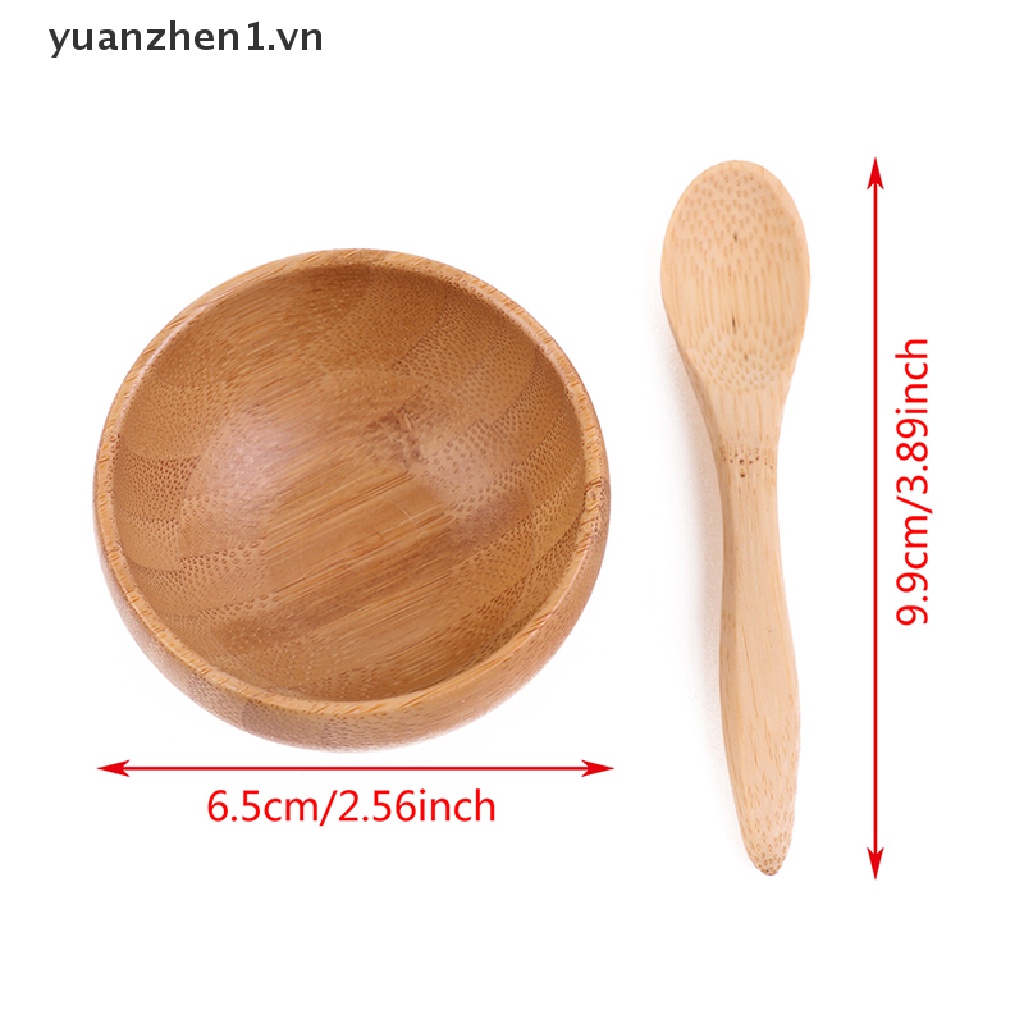 [Hàng mới về] Bộ bát trộn mặt nạ kèm muỗng nhỏ bằng tre thân thiện với môi trường chăm sóc da mặt