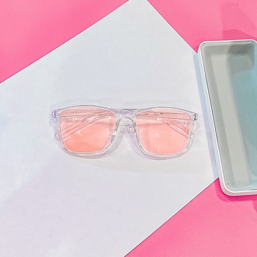 Kính form vuông trong suốt Tây nhiều màu kính mát phong cách Ulzzang