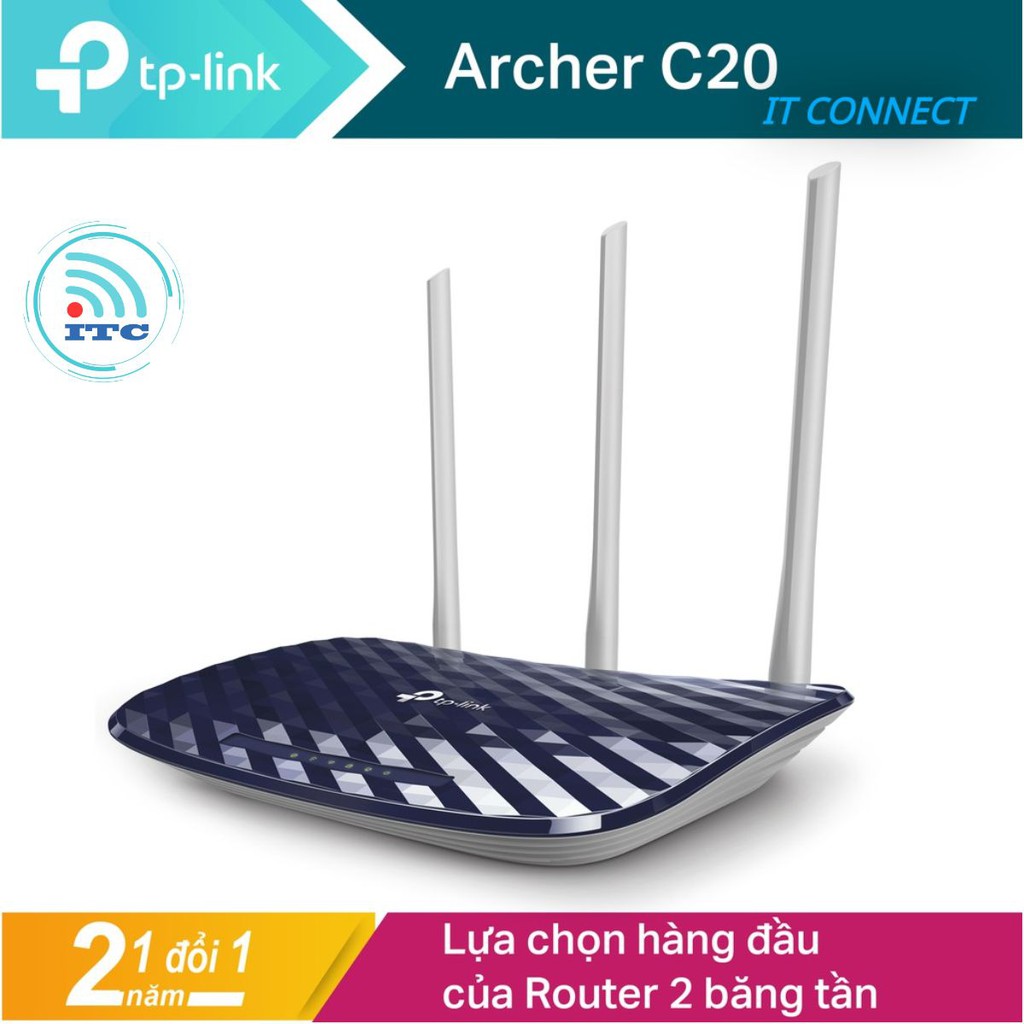 TP-Link AC 750Mbps Bộ phát wifi không dây (Thiết bị mạng) - Archer C20 - Hàng Chính Hãng