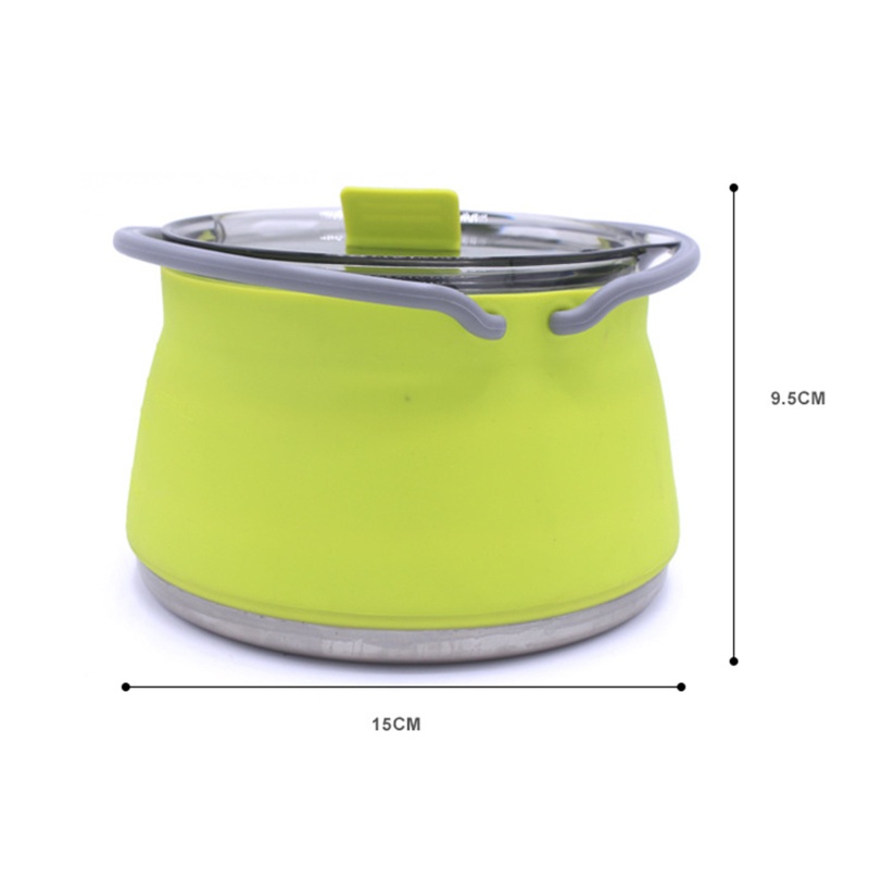 Nồi Nấu Nước Đáy Silicone + Inox Có Thể Gấp Gọn Tiện Dụng Mang Theo Du Lịch Dã Ngoại