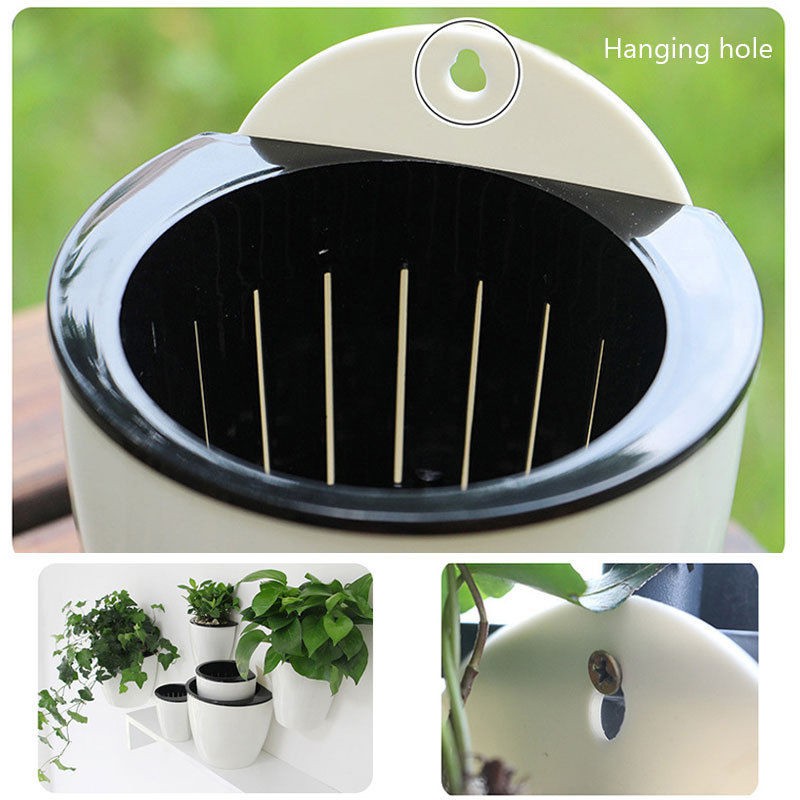 Chậu hoa treo tường bằng nhựa tự động tưới dùng trong trang trí khu vườn