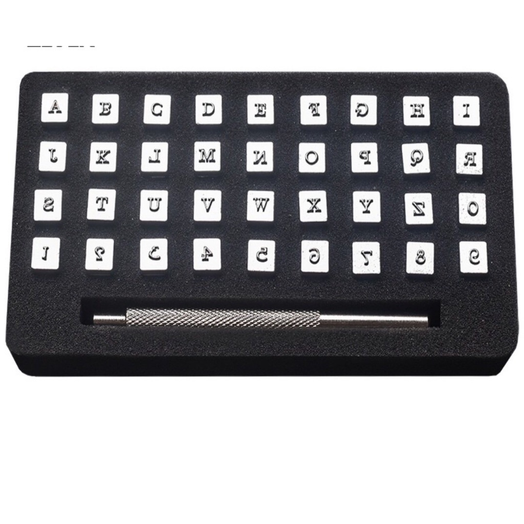 Bộ 36 Con Dấu In Chữ Cái Và Số Bằng Thép 3mm/6mm Dùng Làm Đồ Da DIY