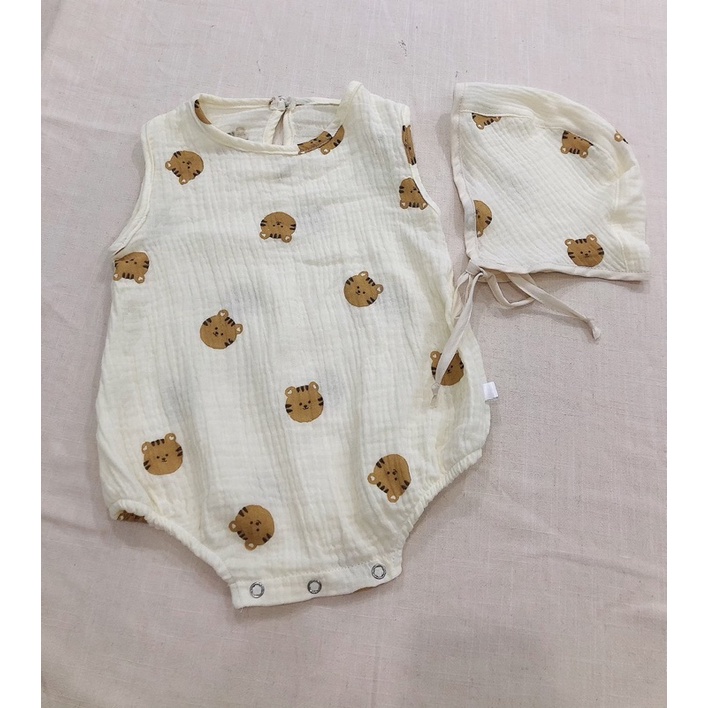 Áo liền quần bé trai sơ sinh kèm mũ, bodysuit bé trai sơ sinh kèm mũ, 3 tháng, 6 tháng, 1 tuổi, 2 tuôi