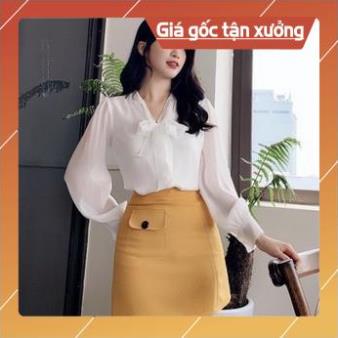[Chất lượng số 1] Áo Sơ Mi Nữ Voan Tay Dài Cổ Thắt Nơ Thời Trang Cho Nữ đủ Size S- XL | BigBuy360 - bigbuy360.vn