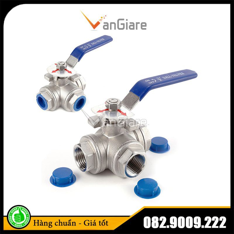 Van bi 3 ngã, van khóa 3 cổng inox phi 42 49 60 Đài Loan