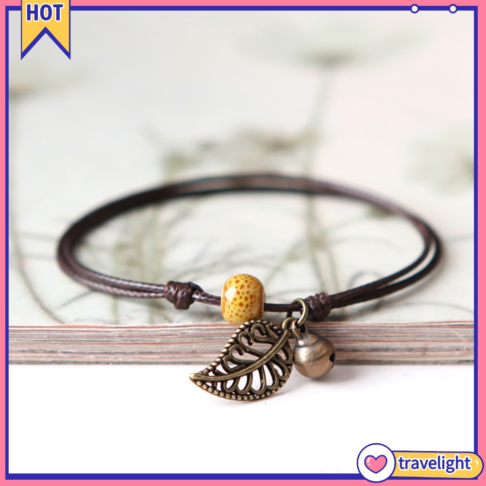 Vòng đeo tay mặt hình chiếc lá đính hạt gốm sứ kiểu dáng cổ điển