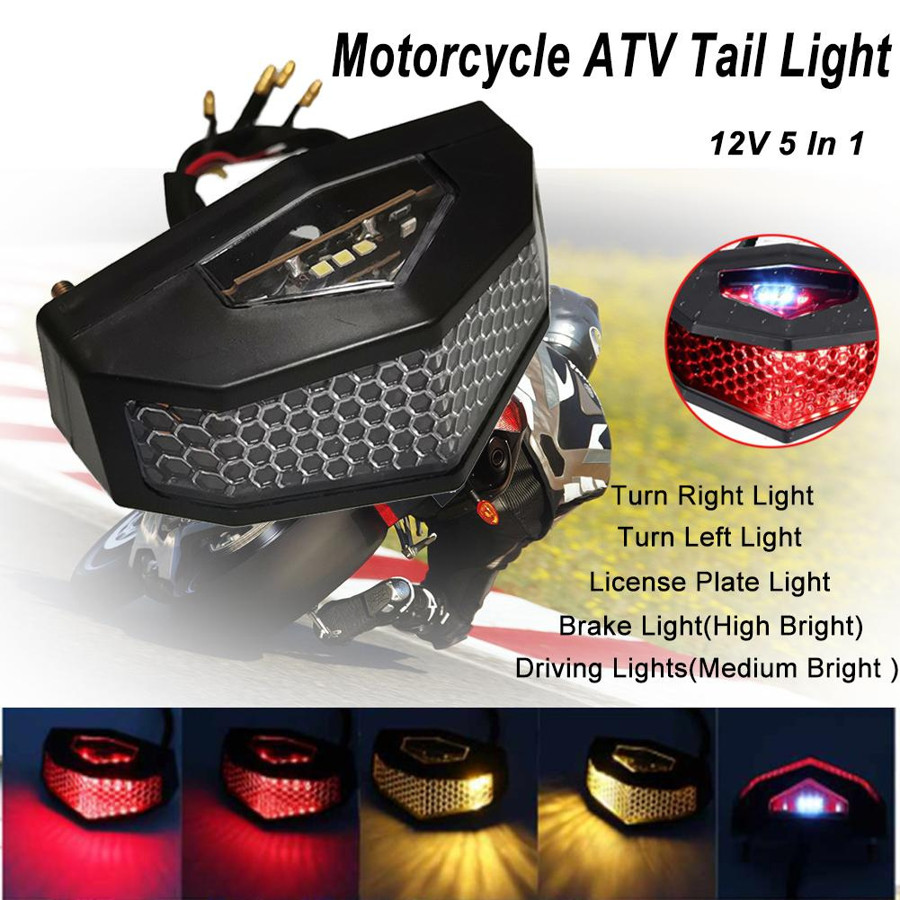 MG Xe máy ATV LED phía sau Đuôi phanh Đèn báo tín hiệu Đèn báo rẽ 12V 5 trong 1 Biển số