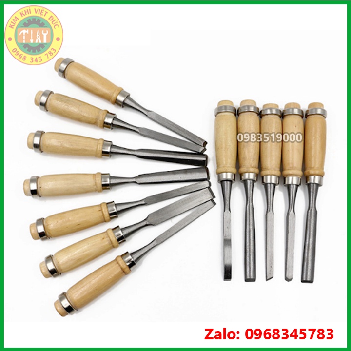 Bộ đục gỗ 12 món - Đồ nghề chạm khắc gỗ dành cho thợ mộc, thợ điêu khắc