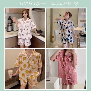 Bộ ngủ pijama tay cộc quần đùi kate lụa loại 1