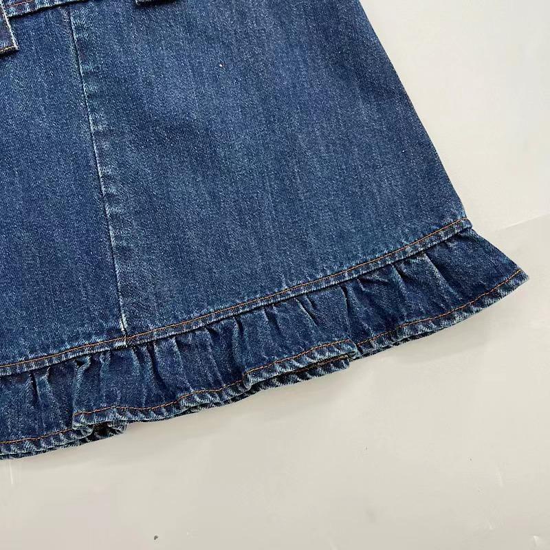 Set Áo Thun Ngắn Tay + Đầm Yếm Denim Mỏng Mùa Hè Mới Cho Bé Gái