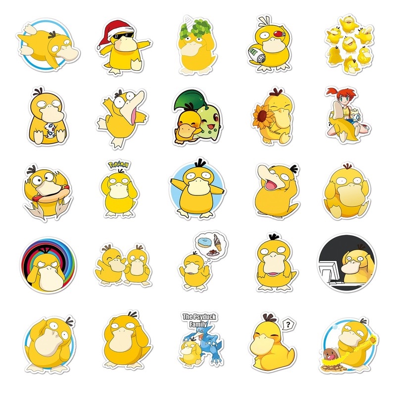 Z & M❀ Hình Dán Psyduck ❀ Bộ 50 Sticker Chống Thấm Nước Hình Pokemon Dùng Trang Trí