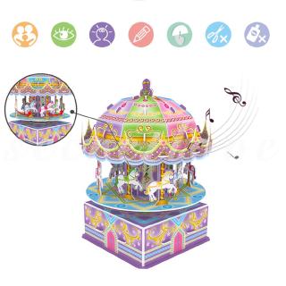 [現貨] Colorful 3D Jigsaw Puzzle Clockwork Music Toy Educational Assembling Toys Creative Windmill Hut Model