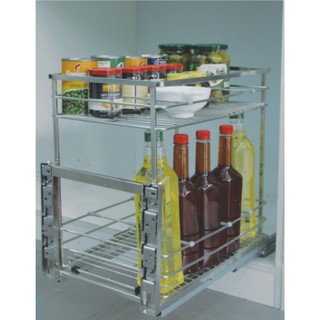 Gía đựng GIA VỊ inox nan DẸT -Ray âm giảm chấn cao cấp