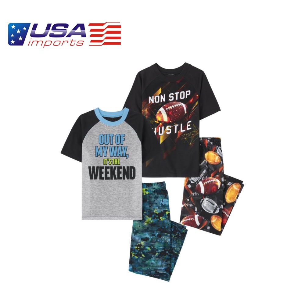 Set 4 đồ ngủ mặc nhà weekend football phôm rộng Children's Place Auth Từ Mỹ (3028110_01)