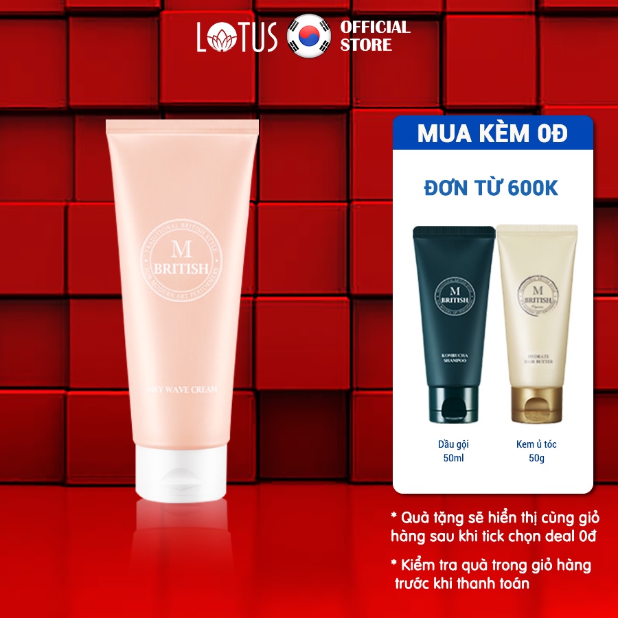 Kem dưỡng tóc uốn xoăn, phục hồi lọn sóng sống động cho tóc nam nữ BRITISH M Airy Wave Cream 150ml