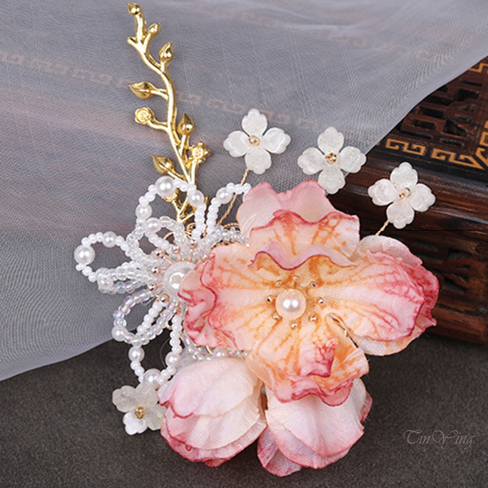 GETNOIVAS 1 Kẹp Tóc Hình Hoa Bằng Lụa Phong Cách Trung Hoa Retro Đơn Giản Độc Đáo Cho Nữ