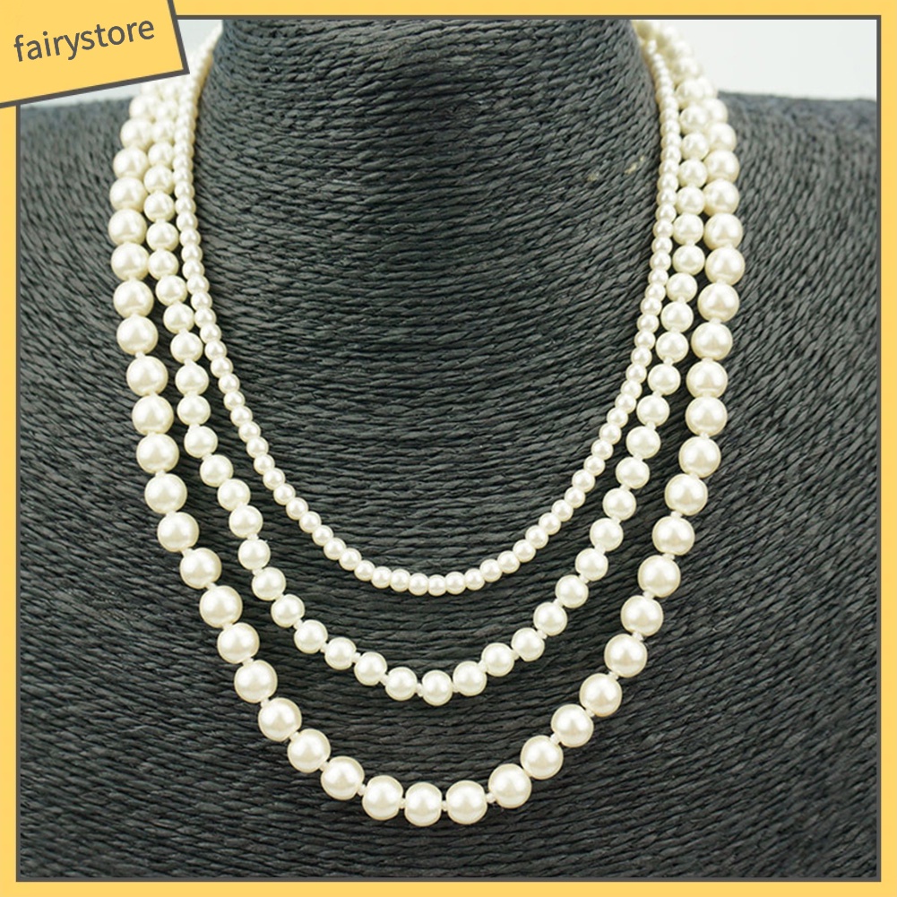 Dây chuyền nhiều lớp đính hạt ngọc trai nhân tạo kiểu dáng thời trang dành cho nữ