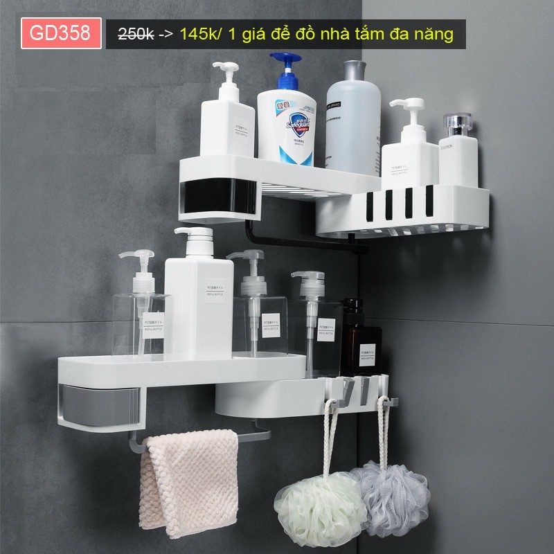 [Mã SKAMSALE03 giảm 10% tối đa 50K đơn 200K] Giá treo đồ kệ để phòng tắm , phong bếpđa năng , chắc chắn GD358