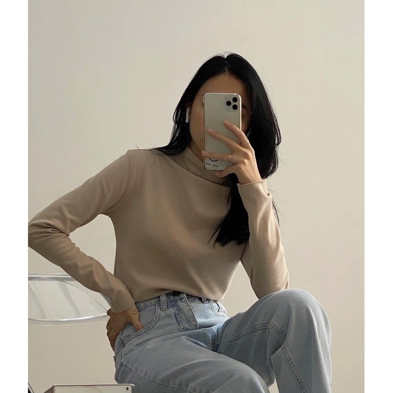 Áo cổ lọ basic[ hàng quảng châu  -ảnh thật shop chụp] Chất liệu dày dặn giặt không bai ,không xù. | BigBuy360 - bigbuy360.vn