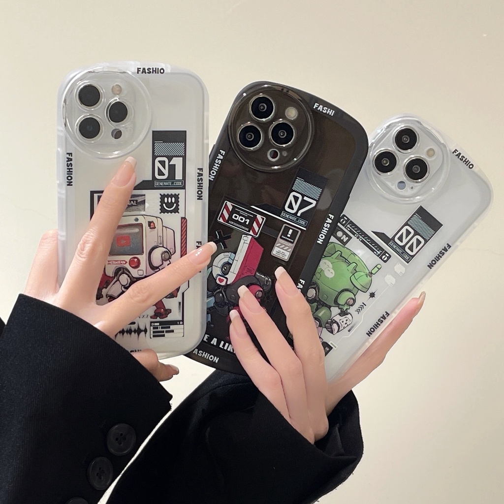 Ốp Điện Thoại Tpu Dẻo Trong Suốt Họa Tiết Robot Thời Trang Cho iPhone 13 12 mini 11 Pro xs max xr 7 / 8plus
