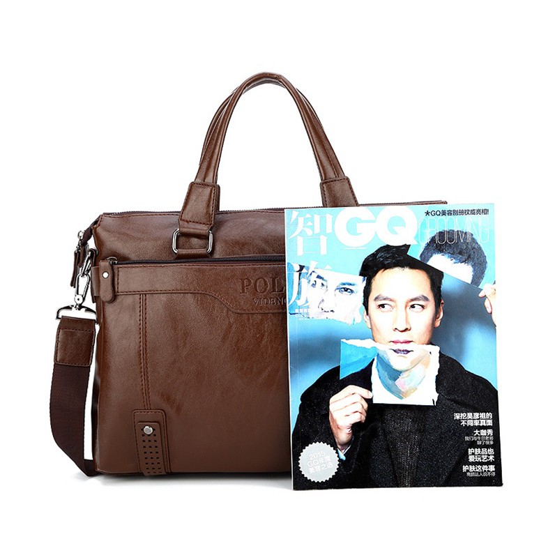 Túi xách công sở POLO da bò cao cấp, đựng vừa laptop 14 inch - ĐIỆN MÁY PICO