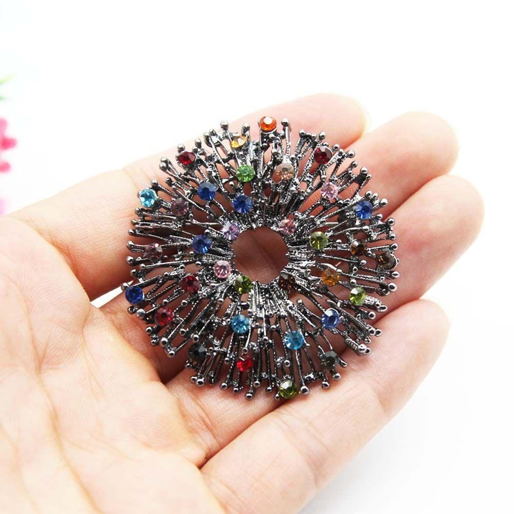 IVORY Trâm Cài Áo Hình Vòng Hoa Đính Đá Nhiều Màu Chất Lượng Cao Cho Cô Dâu