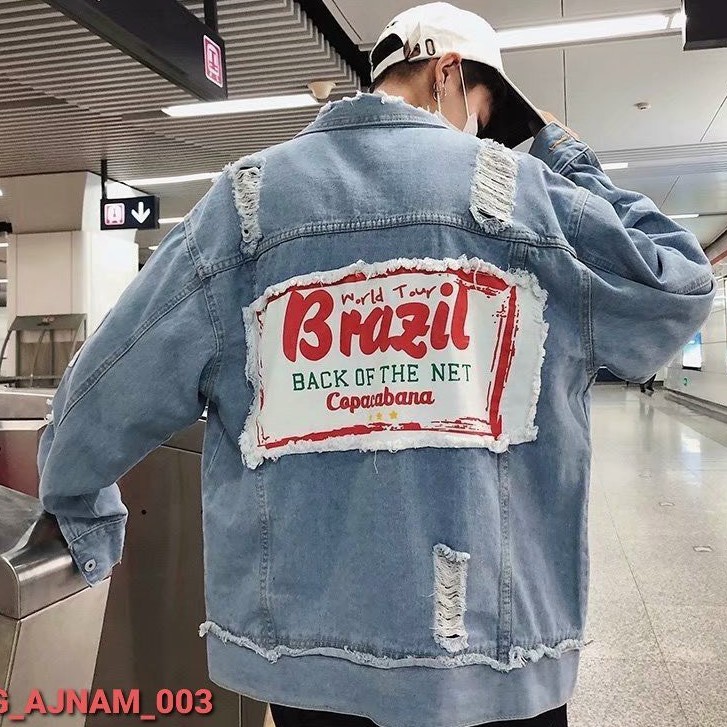 Áo Khoác Jean UNISEX Form Rộng Nam Nữ BRAZILL