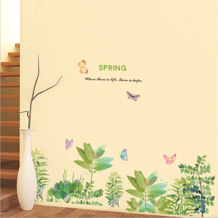 Decal dán tường trang trí - CHỮ TIẾNG ANH CÂY VÀ trang trí - CHỮ TIẾNG ANH CÂY VÀ BƯỚM MÙA XUÂN