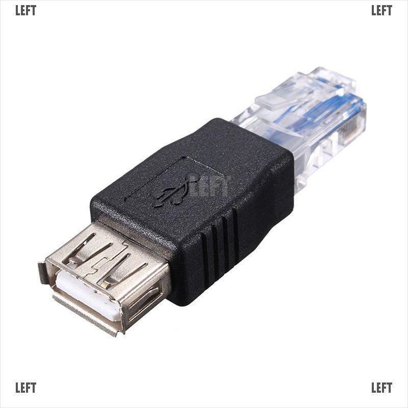 LEFT 2Pcs Ethernet RJ45 Male to USB Female Connector Converter Adapter LAN Network