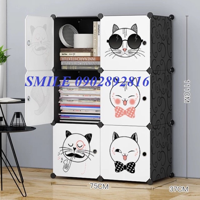 {TẶNG KÈM BÚA GỖ}Tủ Nhựa Lắp Ghép Đa Năng 6 Ô Để Đồ Dùng Cá Nhân,Để Quần Áo (chọn hình theo phân loại)