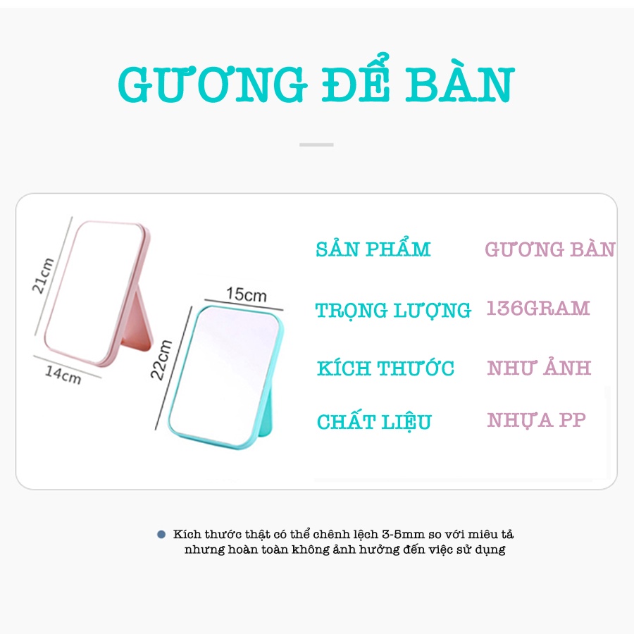 Gương Để Bàn Cầm Tay Trang Điểm Nhiều Màu Cao Cấp L002