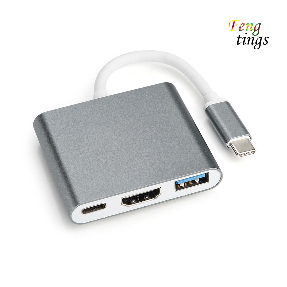 【FT】Type C Male to Type C Female 4K HDMI-compatible USB 3.0 Hub Adapter for Macbook Pro/Air