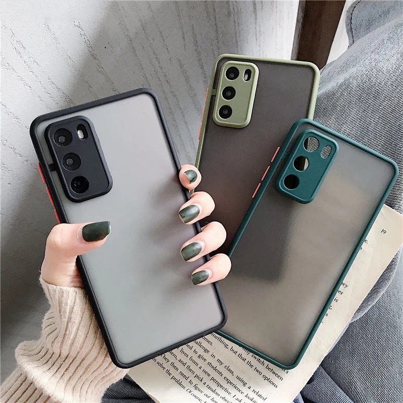 Ốp điện thoại cứng mặt nhám trong suốt chống sốc cho Huawei P40 Pro Plus P30 P20 Pro