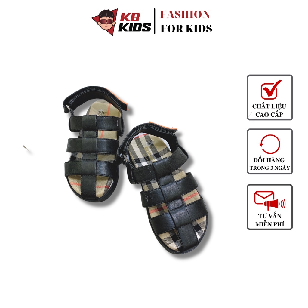 Dép Sandal Trẻ Em KB Kids Xăng Đan Rọ BBR Màu Đen Cá Tính - KB141