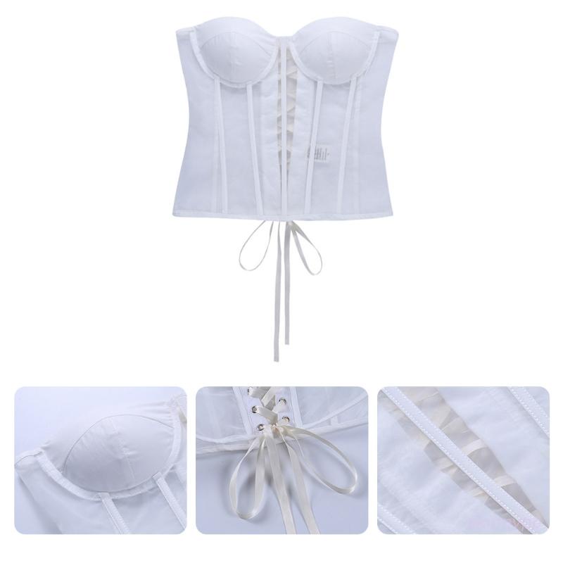 Áo Corset Cúp Ngực Phối Lưới Lưng Cột Dây Gợi Cảm Cho Nữ