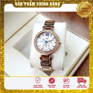 Đồng hồ nữ chính hãng casio sheen she-3061pg-7b - máy pin - kính khoáng cứng