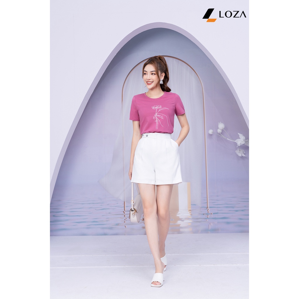 Quần short nữ trắng 2 cúc lệch - Quần đùi nữ LOZA - LQ602099