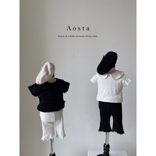 Áo cổ sen thun gân bé gái Aosta