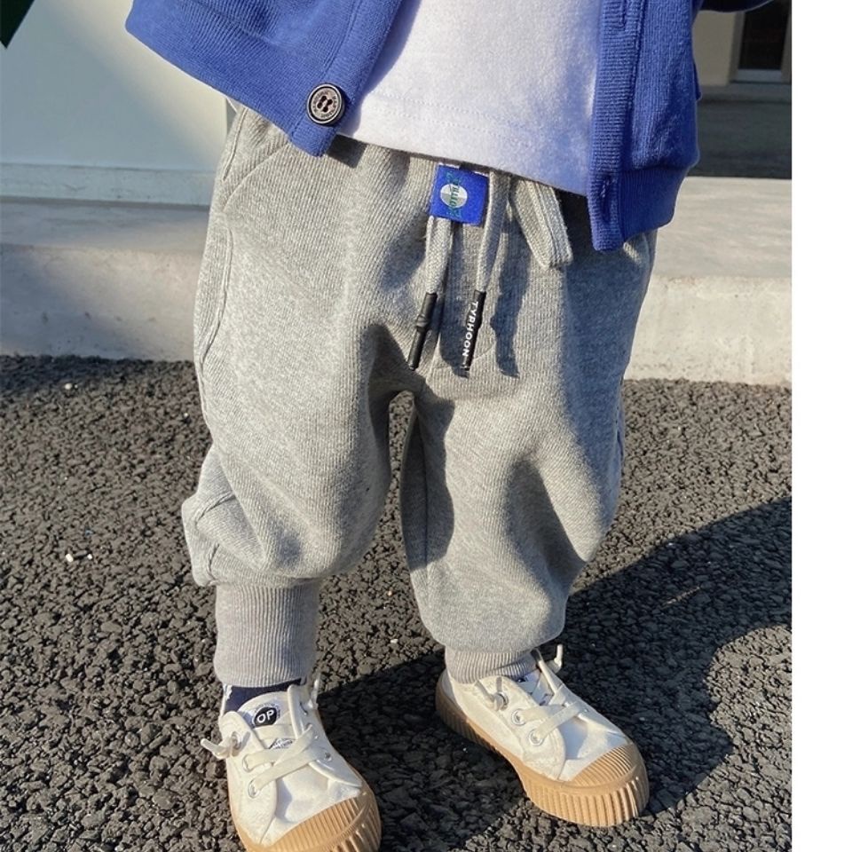 [Babycat] Hàng Có Sẵn Quần Thể Thao Cotton Trơn Dáng Rộng Phong Cách Hàn Quốc Nhật Bản Thời Trang Xuân Thu Đơn Giản Dành Cho Bé Trai