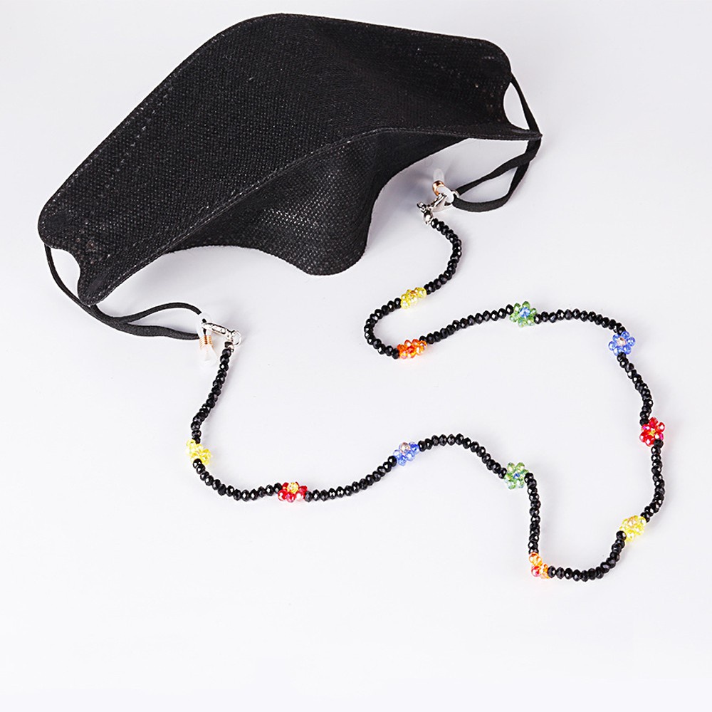 Dây đeo kính mặt nạ đính hạt bông hoa nhiều màu sắc bằng acrylic chống thất lạc